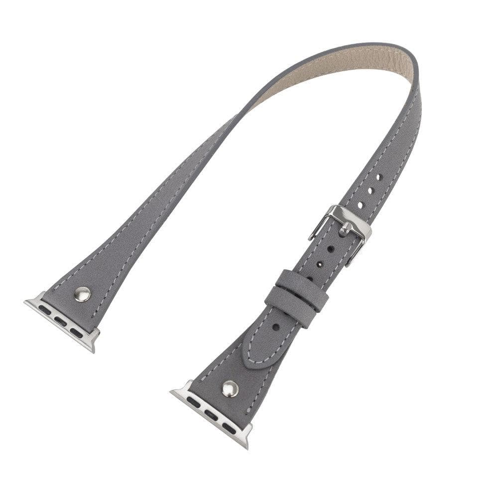 Hector Double Tour Leather Apple Watch Band with Silver Trok