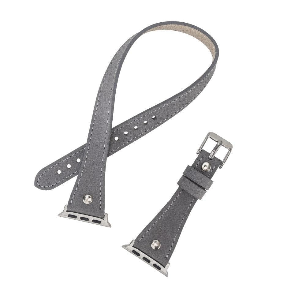 Hector Double Tour Leather Apple Watch Band with Silver Trok