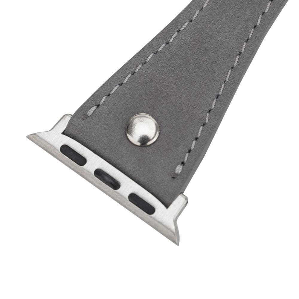 Hector Double Tour Leather Apple Watch Band with Silver Trok