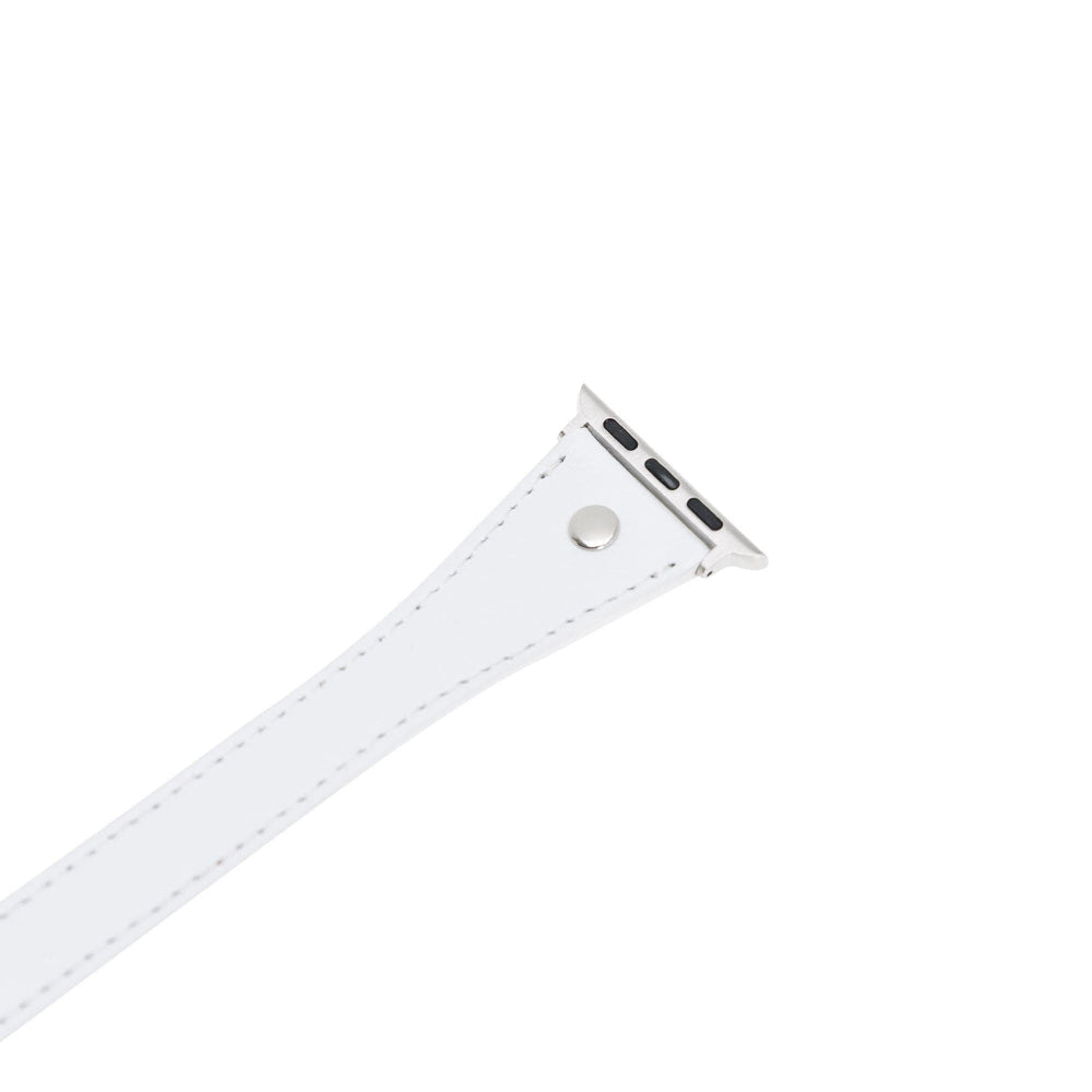 Hector Double Tour Leather Apple Watch Band with Silver Trok