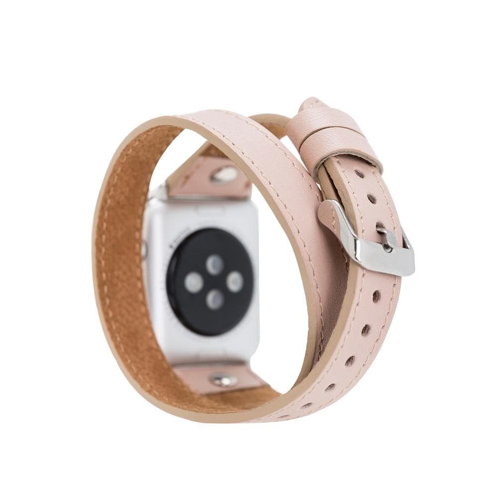 Hector Double Tour Leather Apple Watch Band with Silver Trok