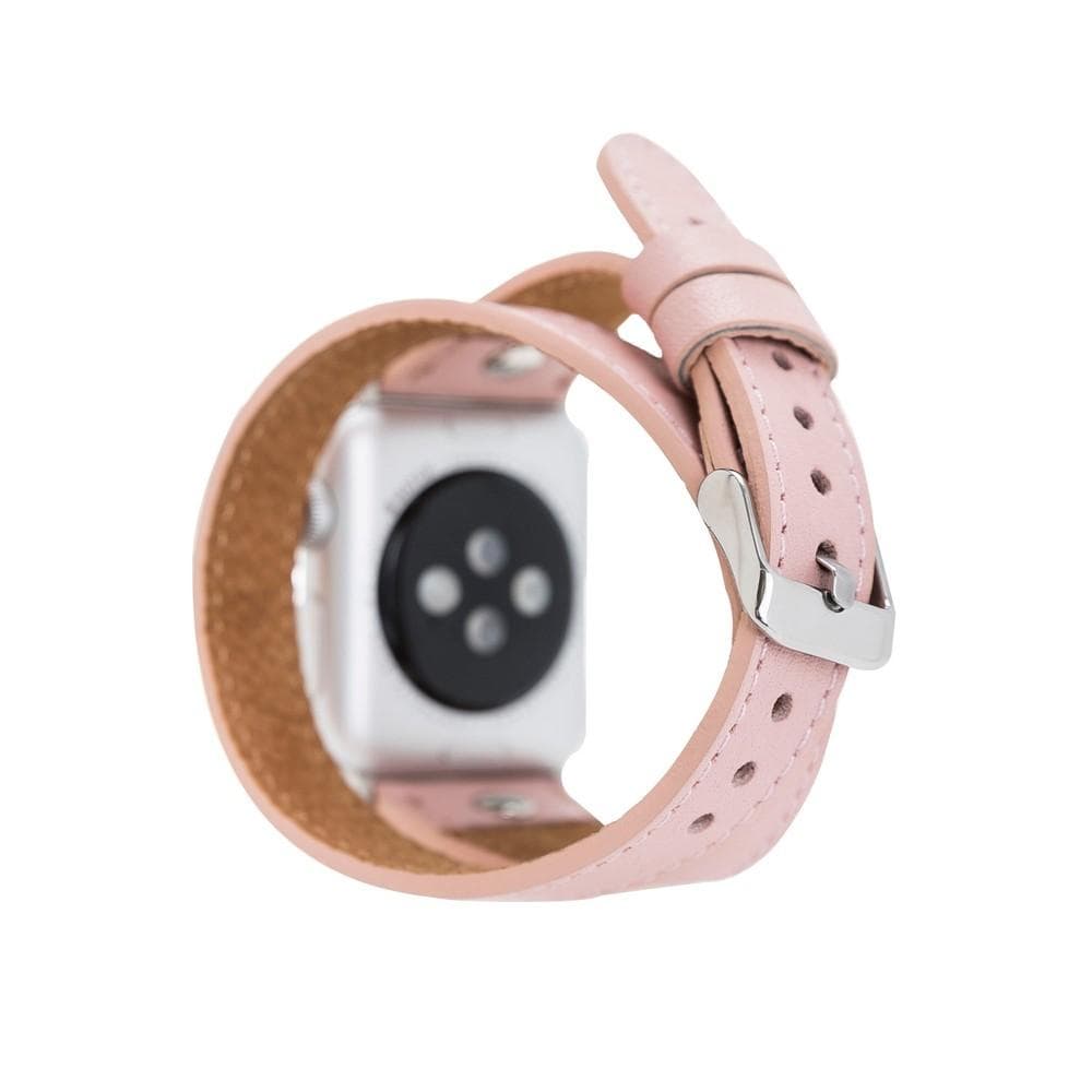 Hector Double Tour Leather Apple Watch Band with Silver Trok