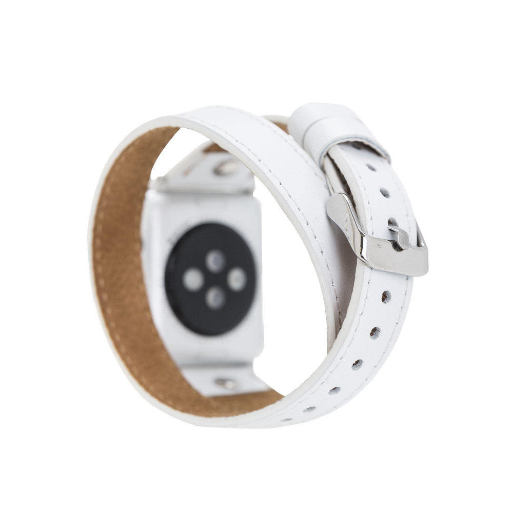 Hector Double Tour Leather Apple Watch Band with Silver Trok