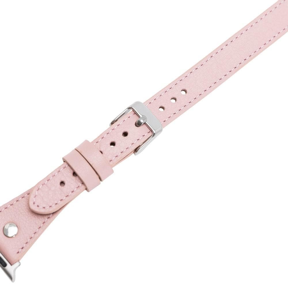 Hector Double Tour Leather Apple Watch Band with Silver Trok