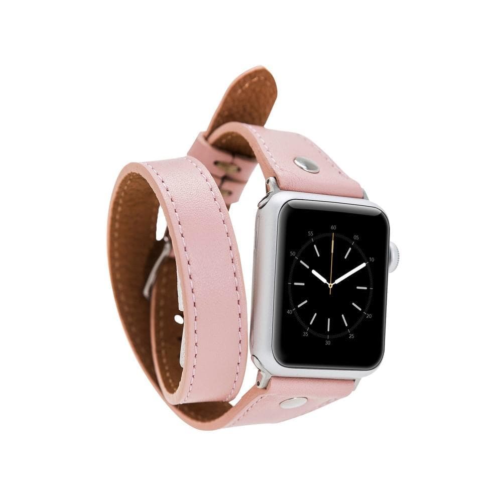 Hector Double Tour Leather Apple Watch Band with Silver Trok