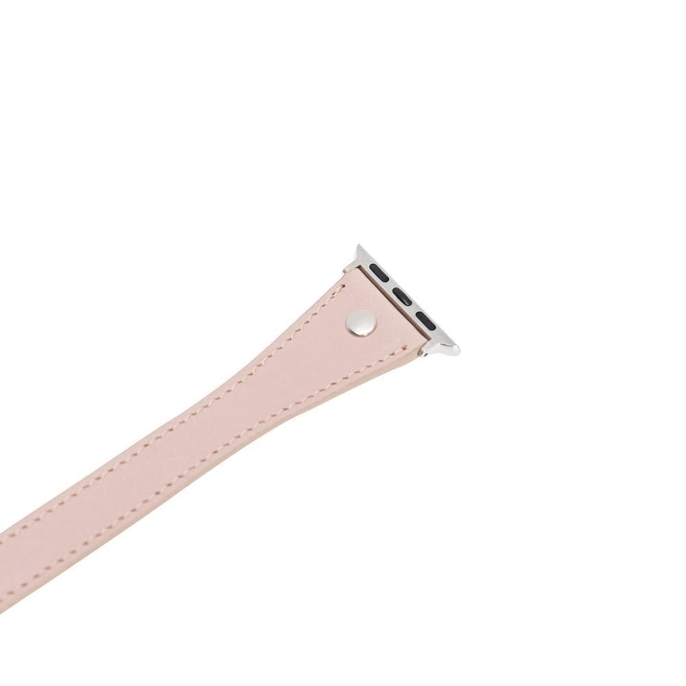 Hector Double Tour Leather Apple Watch Band with Silver Trok