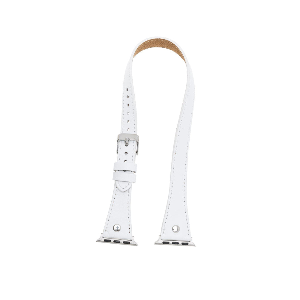 Hector Double Tour Leather Apple Watch Band with Silver Trok