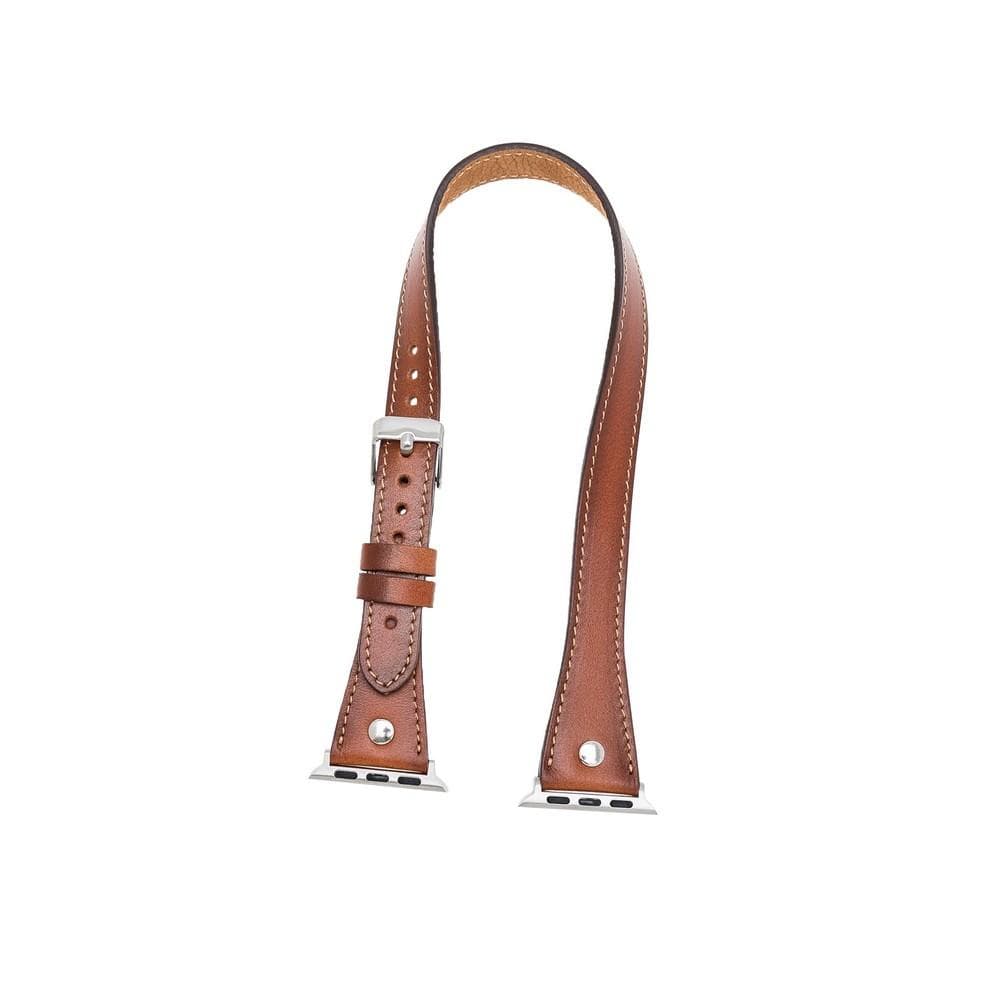Hector Double Tour Leather Apple Watch Band with Silver Trok