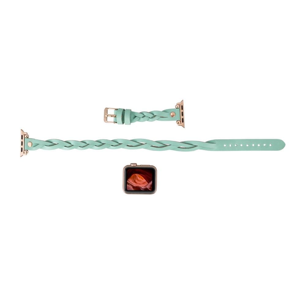 Bracelet double tour en cuir Peggy Ferro pour Apple Watch avec motif Trok or rose