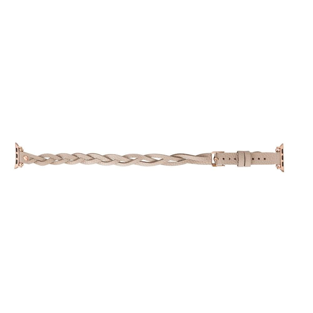 Bracelet double tour en cuir Peggy Ferro pour Apple Watch avec motif Trok or rose
