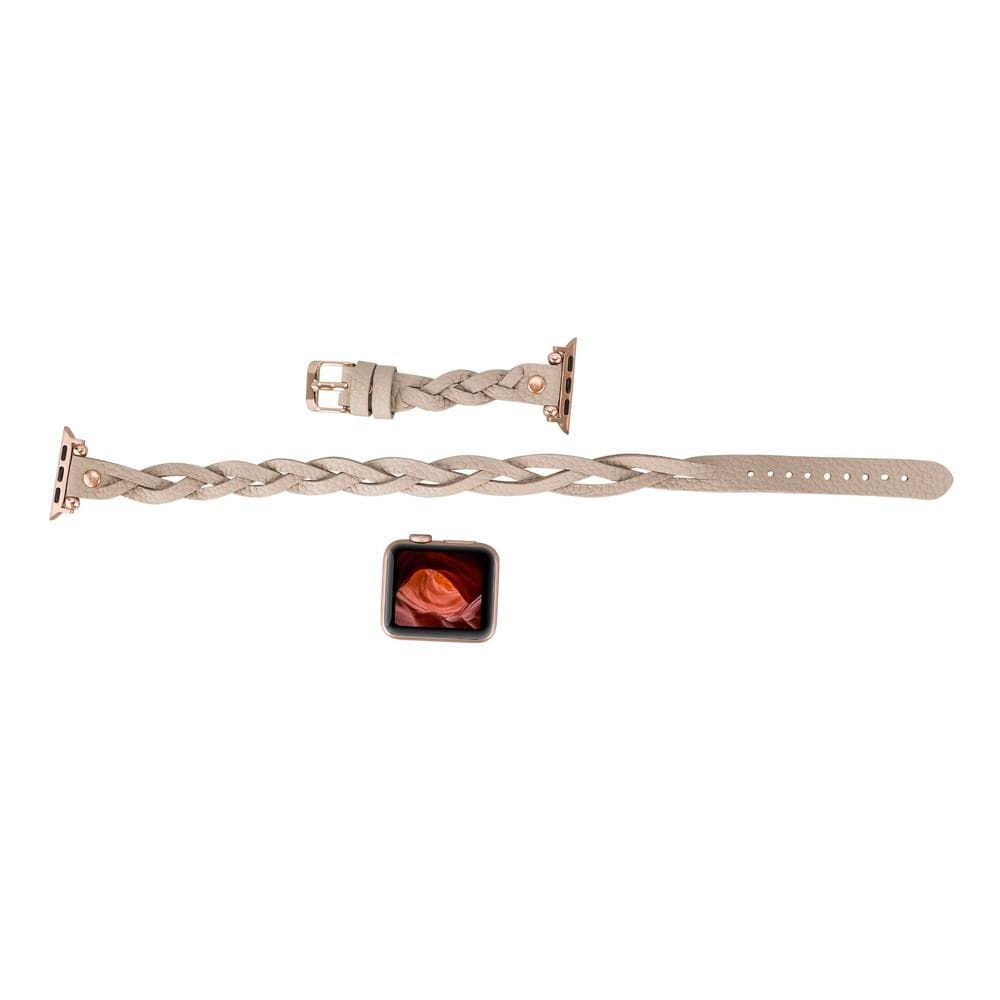 Bracelet double tour en cuir Peggy Ferro pour Apple Watch avec motif Trok or rose