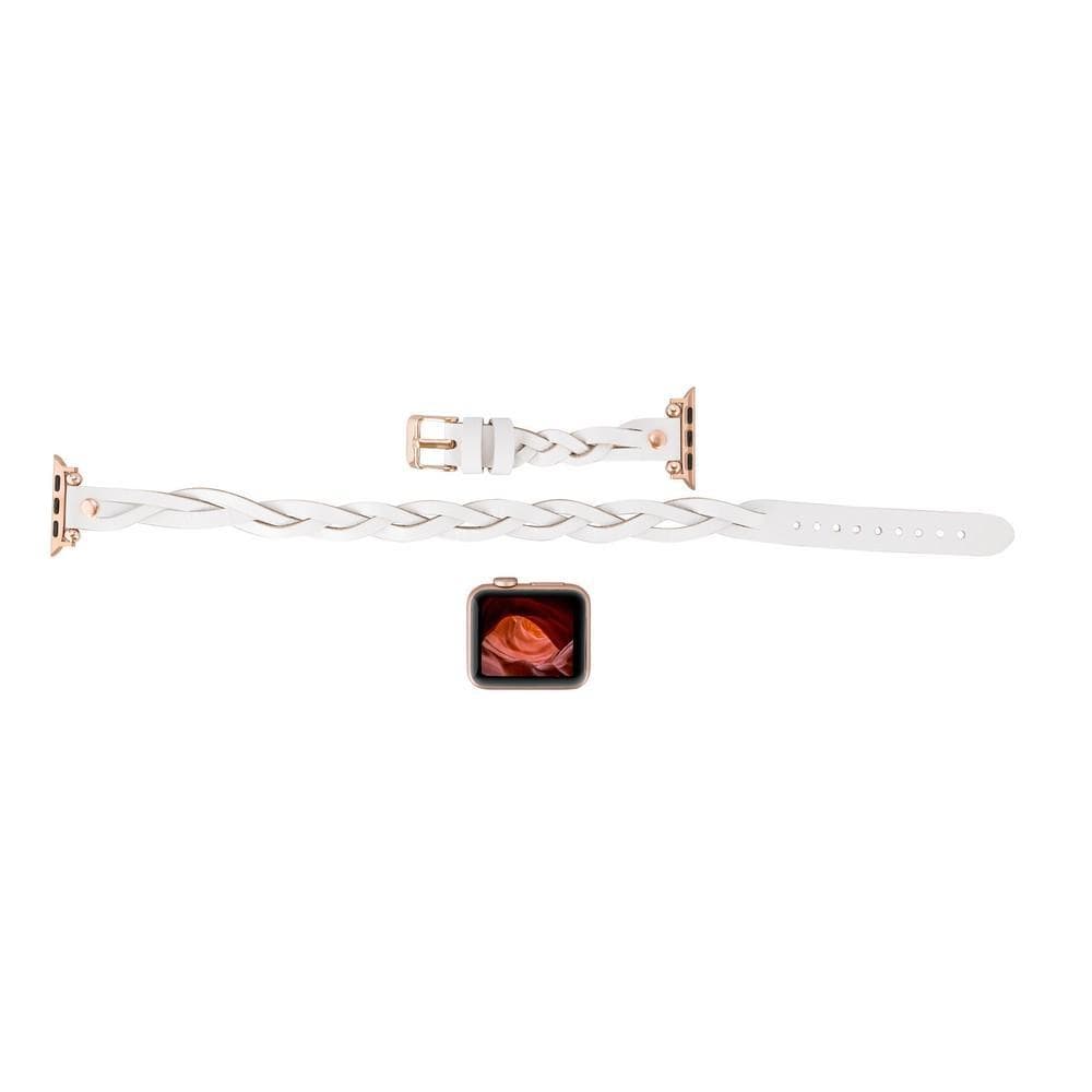 Bracelet double tour en cuir Peggy Ferro pour Apple Watch avec motif Trok or rose