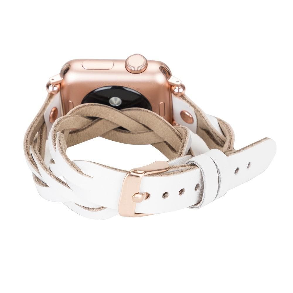 Bracelet double tour en cuir Peggy Ferro pour Apple Watch avec motif Trok or rose