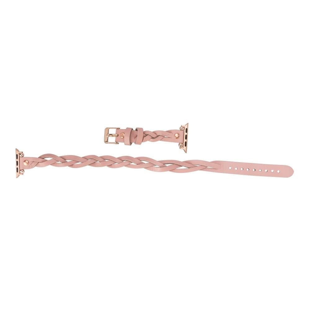 Bracelet double tour en cuir Peggy Ferro pour Apple Watch avec motif Trok or rose
