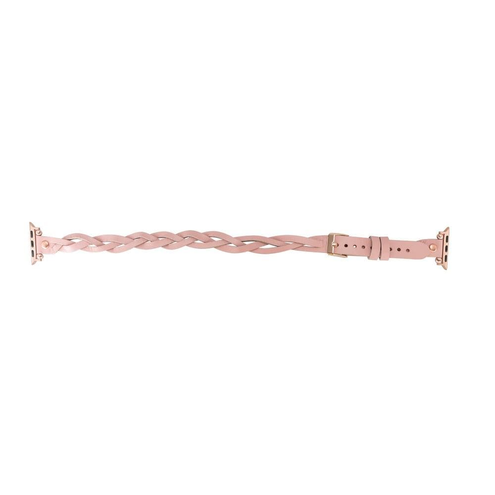 Bracelet double tour en cuir Peggy Ferro pour Apple Watch avec motif Trok or rose