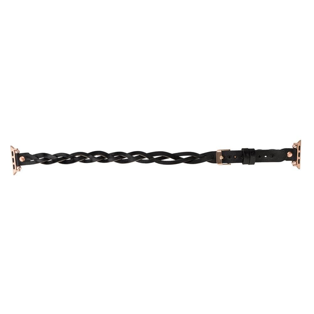 Bracelet double tour en cuir Peggy Ferro pour Apple Watch avec motif Trok or rose