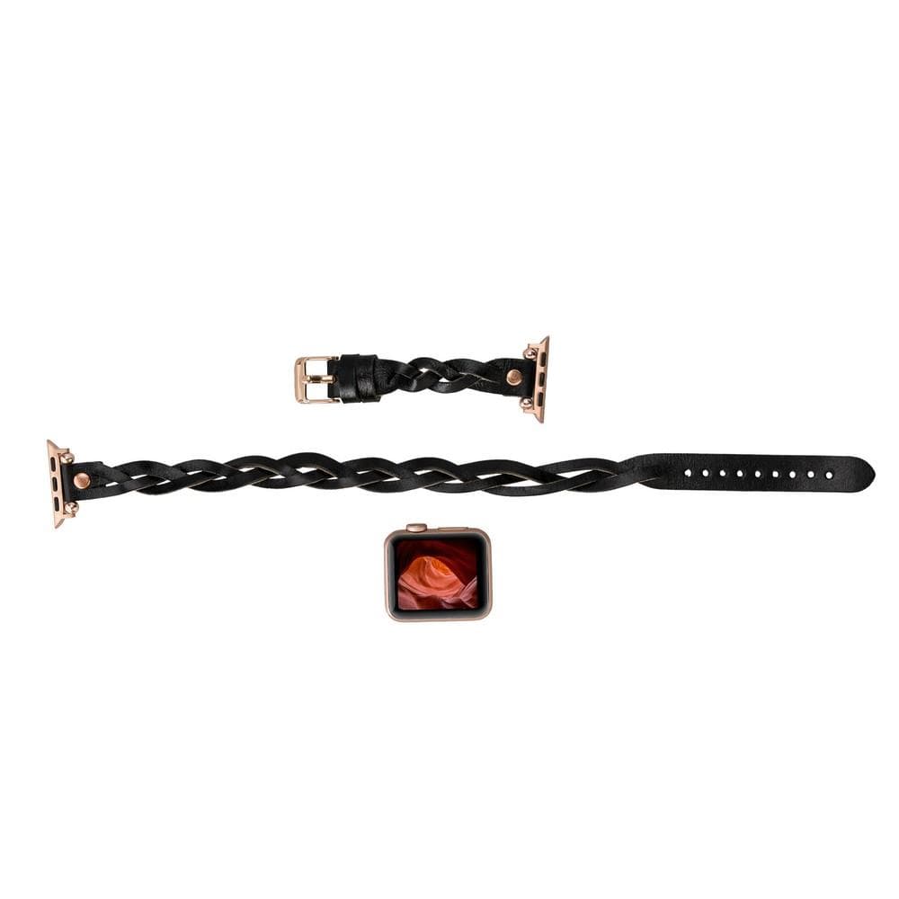 Bracelet double tour en cuir Peggy Ferro pour Apple Watch avec motif Trok or rose