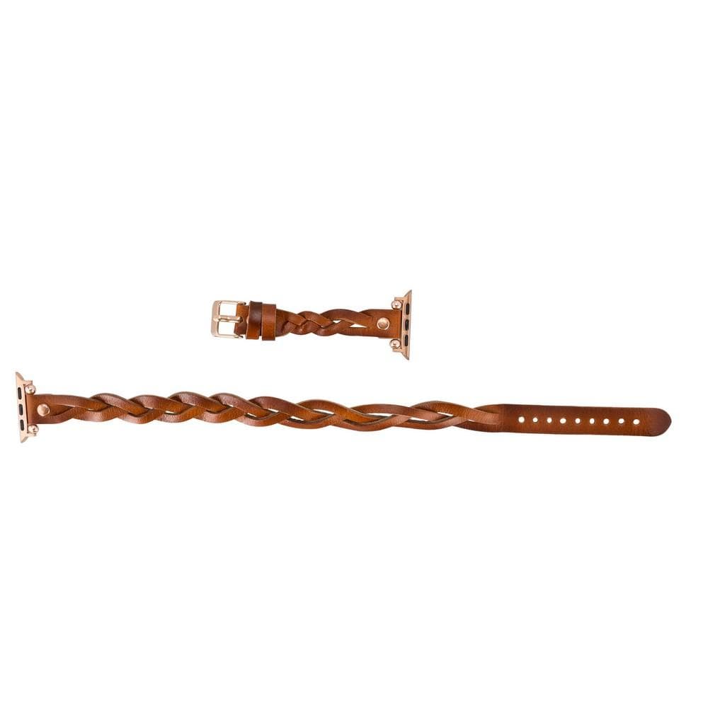 Bracelet double tour en cuir Peggy Ferro pour Apple Watch avec motif Trok or rose