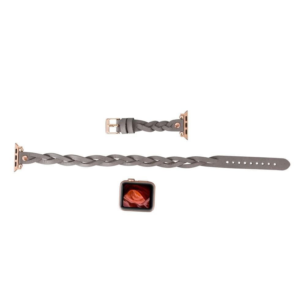 Bracelet double tour en cuir Peggy Ferro pour Apple Watch avec motif Trok or rose