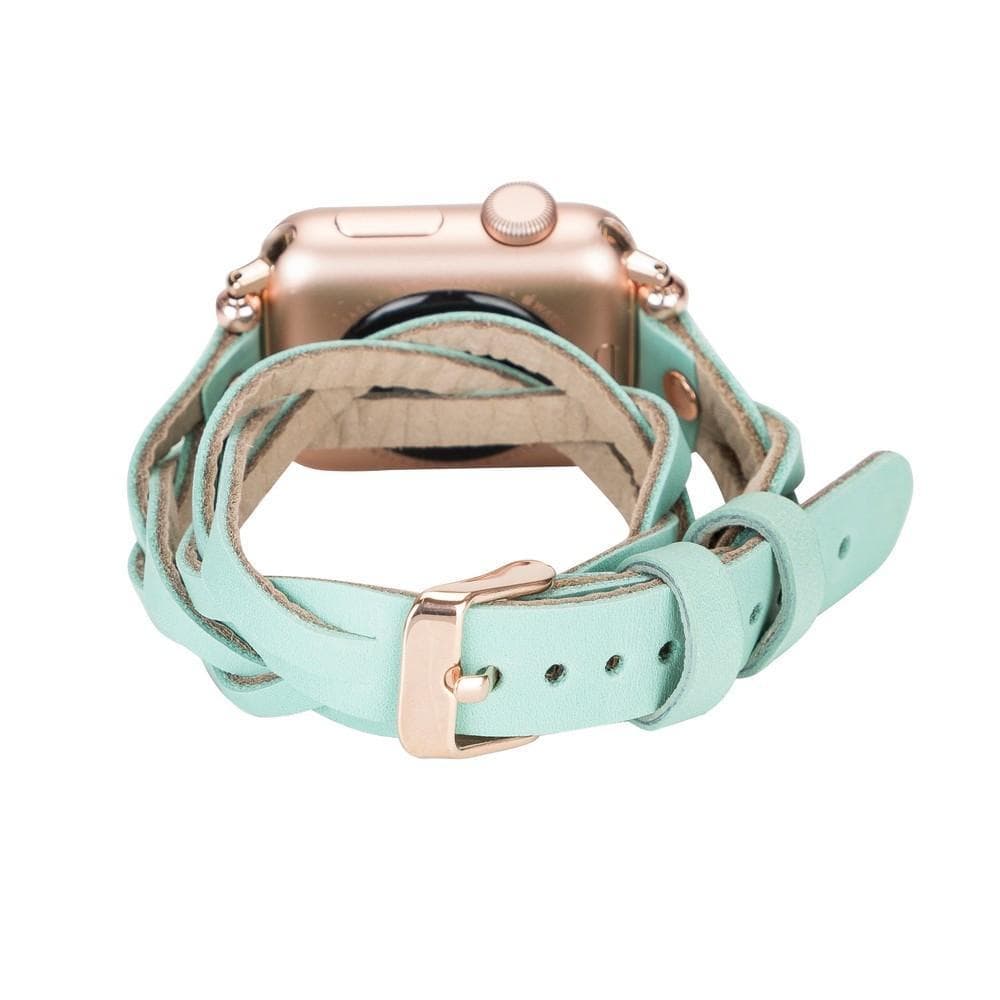 Bracelet double tour en cuir Peggy Ferro pour Apple Watch avec motif Trok or rose