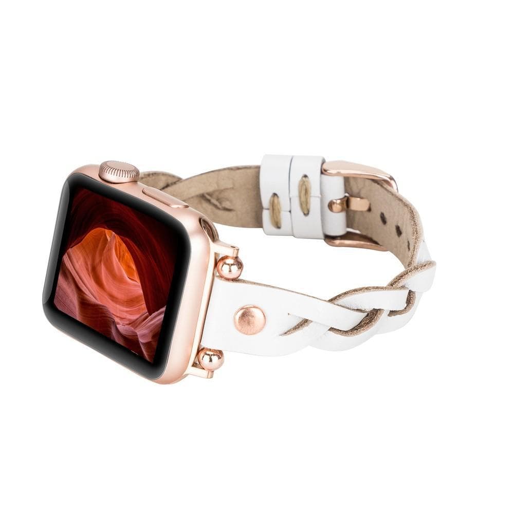 Wanda geflochtenes Lederarmband für die Apple Watch mit Roségold-Trok