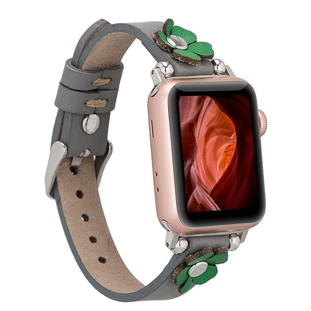 Flower Ferro genuine leather Apple Watch band with floral design