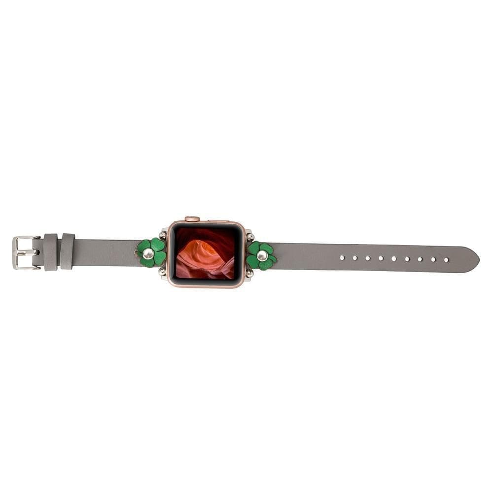 Bracelet de montre Apple en cuir avec motif floral Ferro