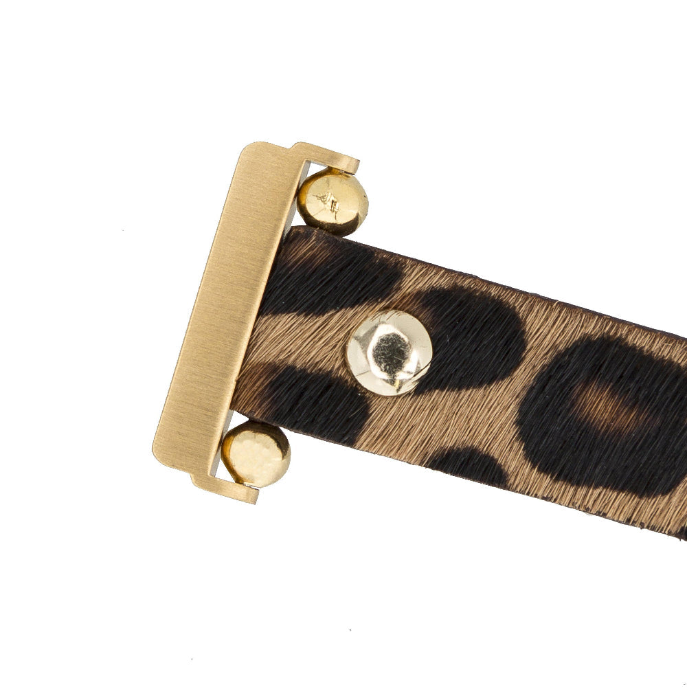 Ferro Genuine Leather Apple Watch Band with Gold Trok