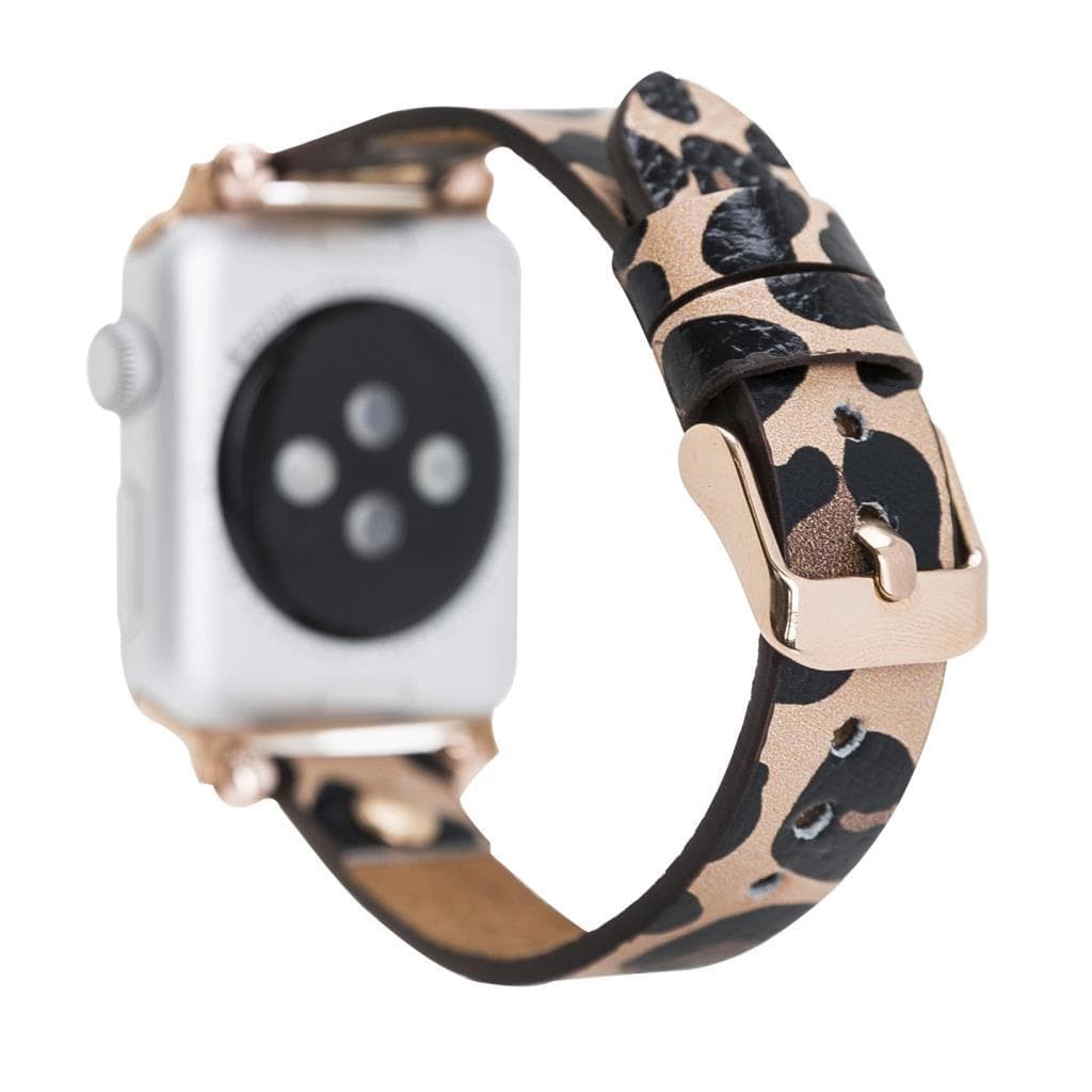 Ferro Genuine Leather Apple Watch Band with Gold Trok