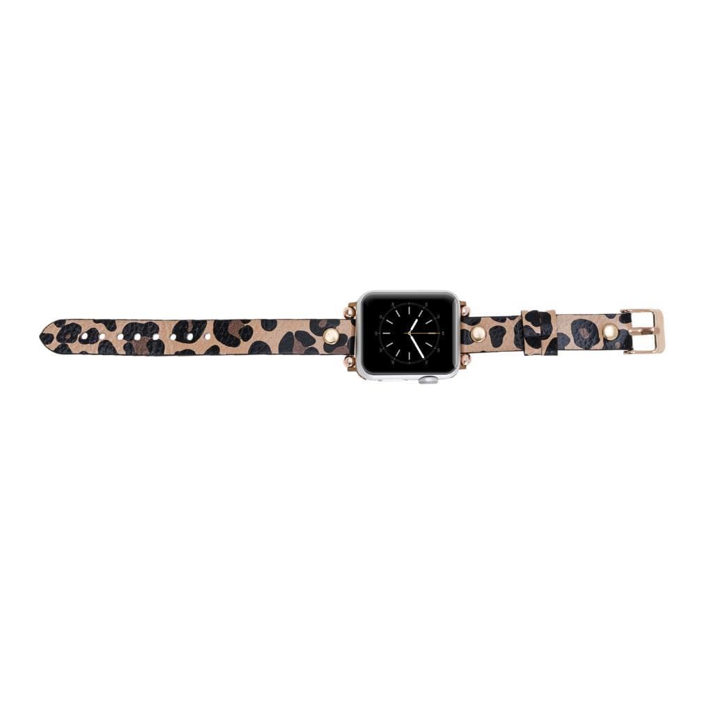 Ferro Genuine Leather Apple Watch Band with Gold Trok