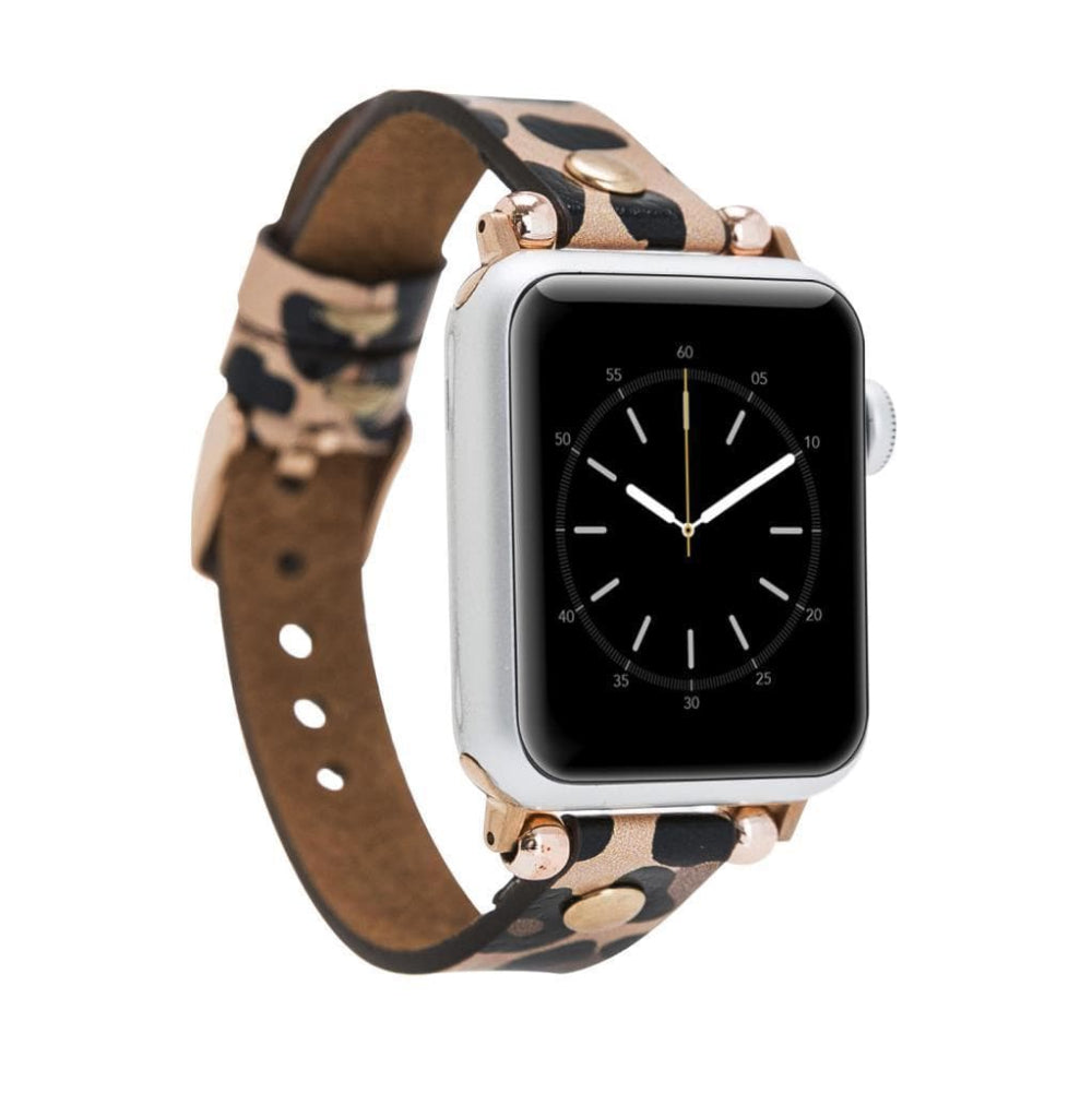 Ferro Genuine Leather Apple Watch Band with Gold Trok