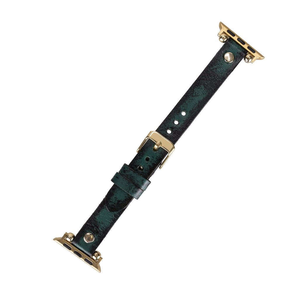 Ferro Genuine Leather Apple Watch Band with Gold Trok
