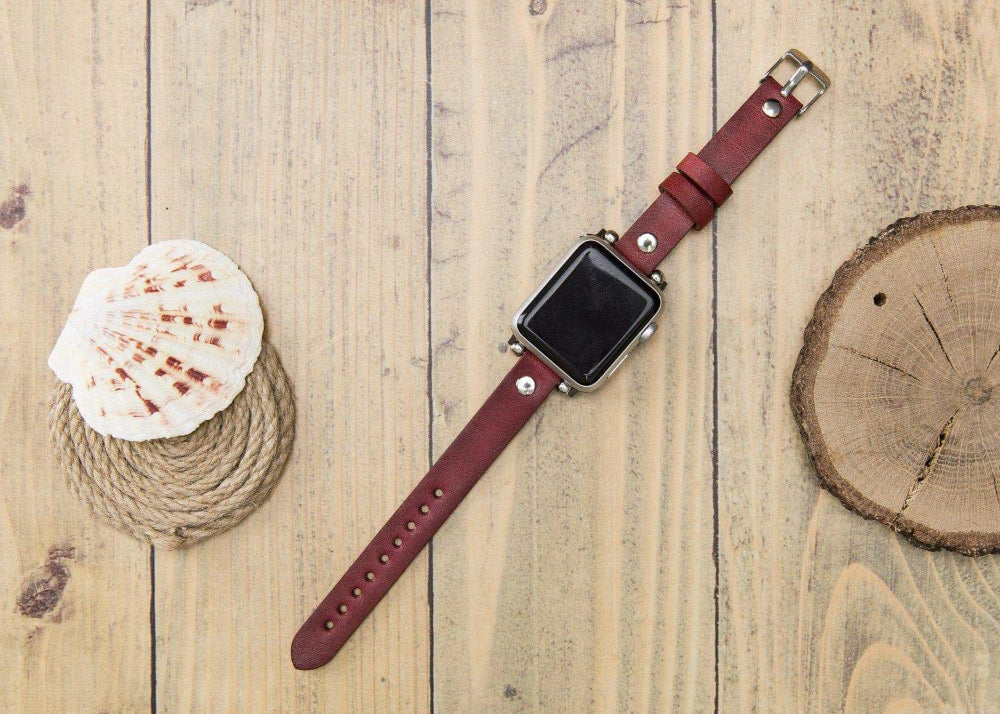 Ferro Apple Watch Genuine Leather Band with Silver Trok