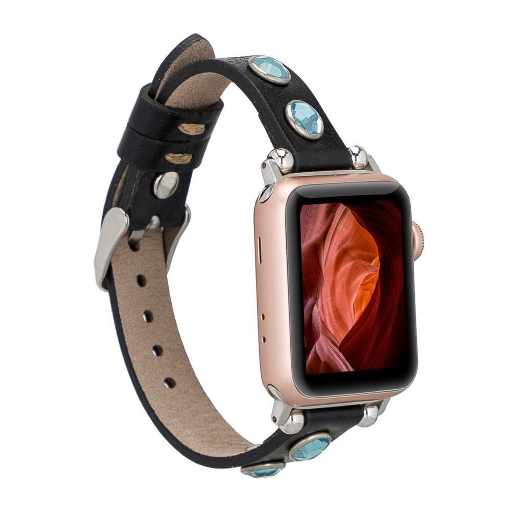 Solitare Ferro handcrafted genuine leather Apple Watch band with colorful metal buckles – compatible with Apple Watch Series 1 to Ultra 2