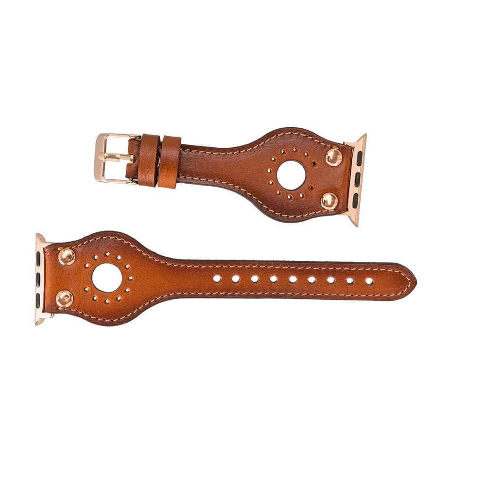 Bracelet de montre Ronda en cuir avec motif Trok en or rose