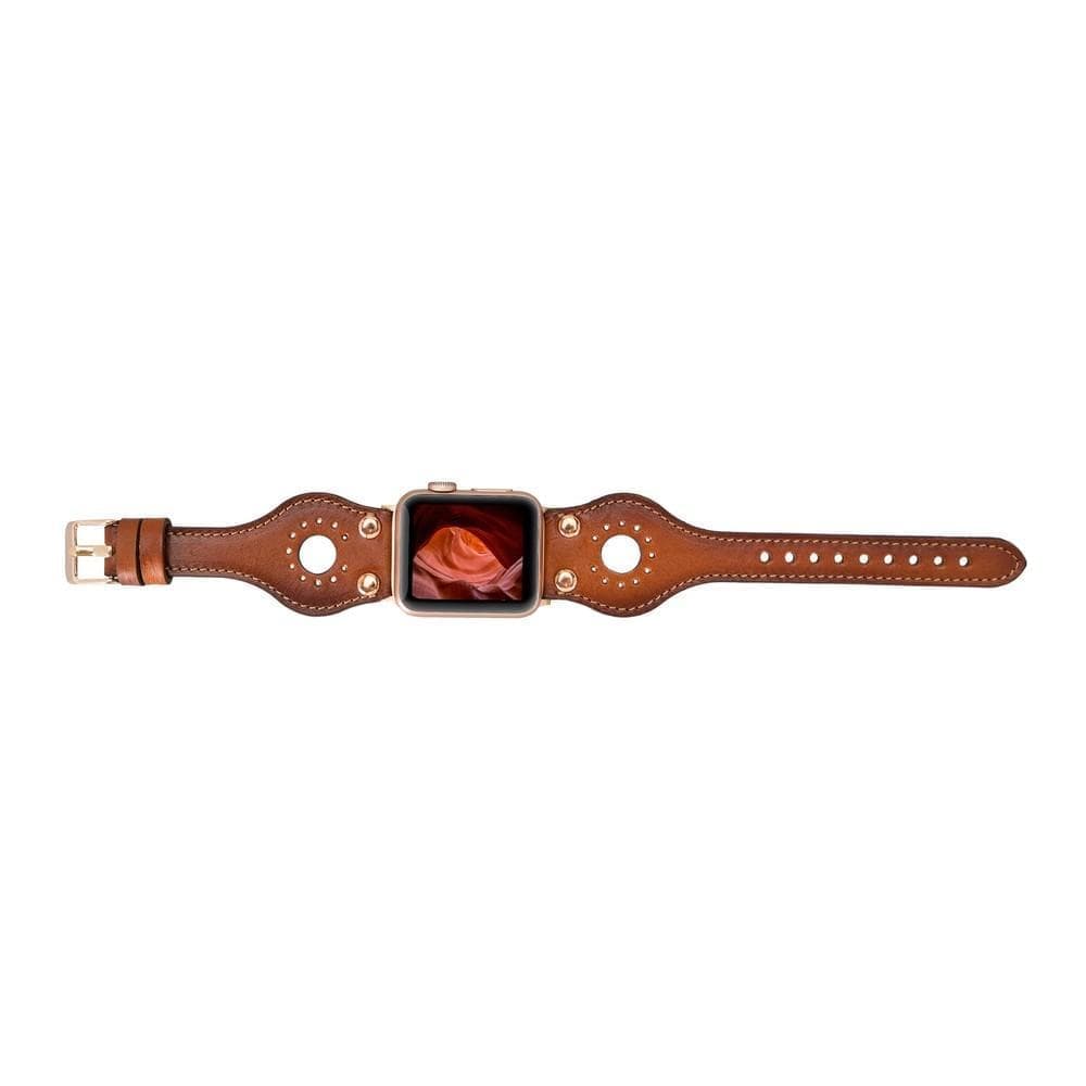 Bracelet de montre Ronda en cuir avec motif Trok en or rose