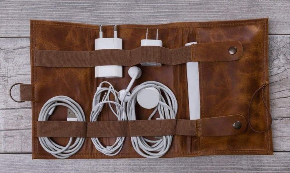 Organiseur de câbles en cuir véritable Frasi