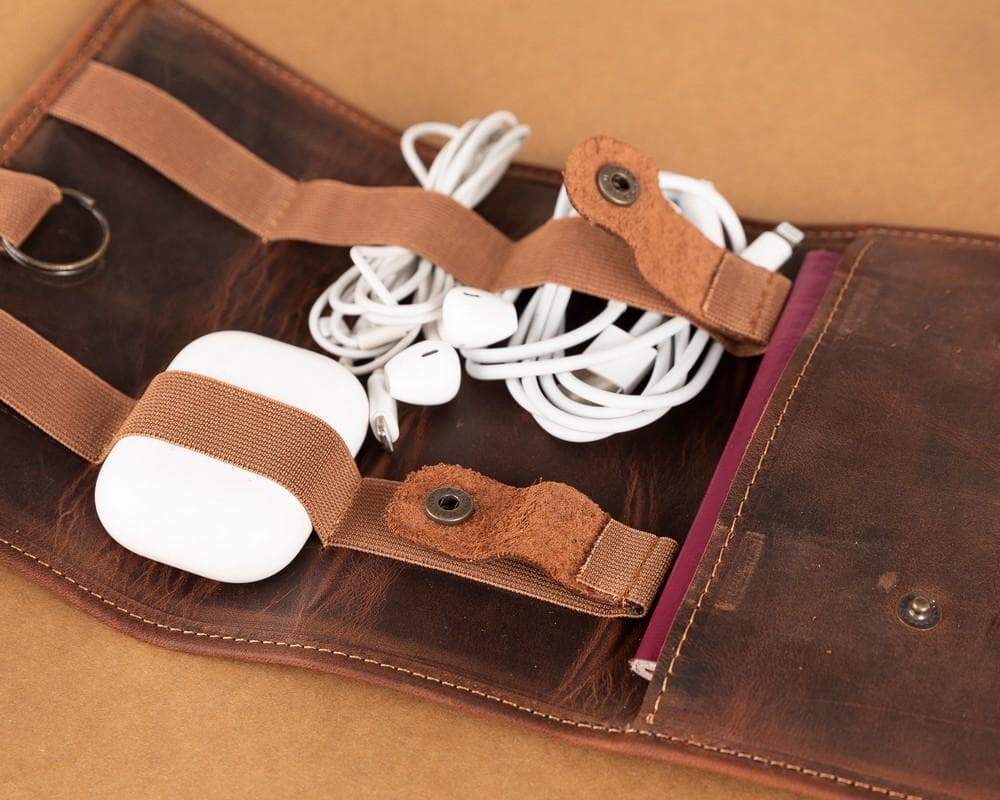 Organiseur de câbles en cuir véritable Frasi