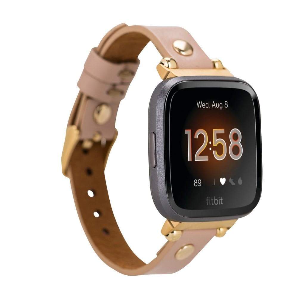 Ferro Leather Fitbit Watch Band with Gold Trok