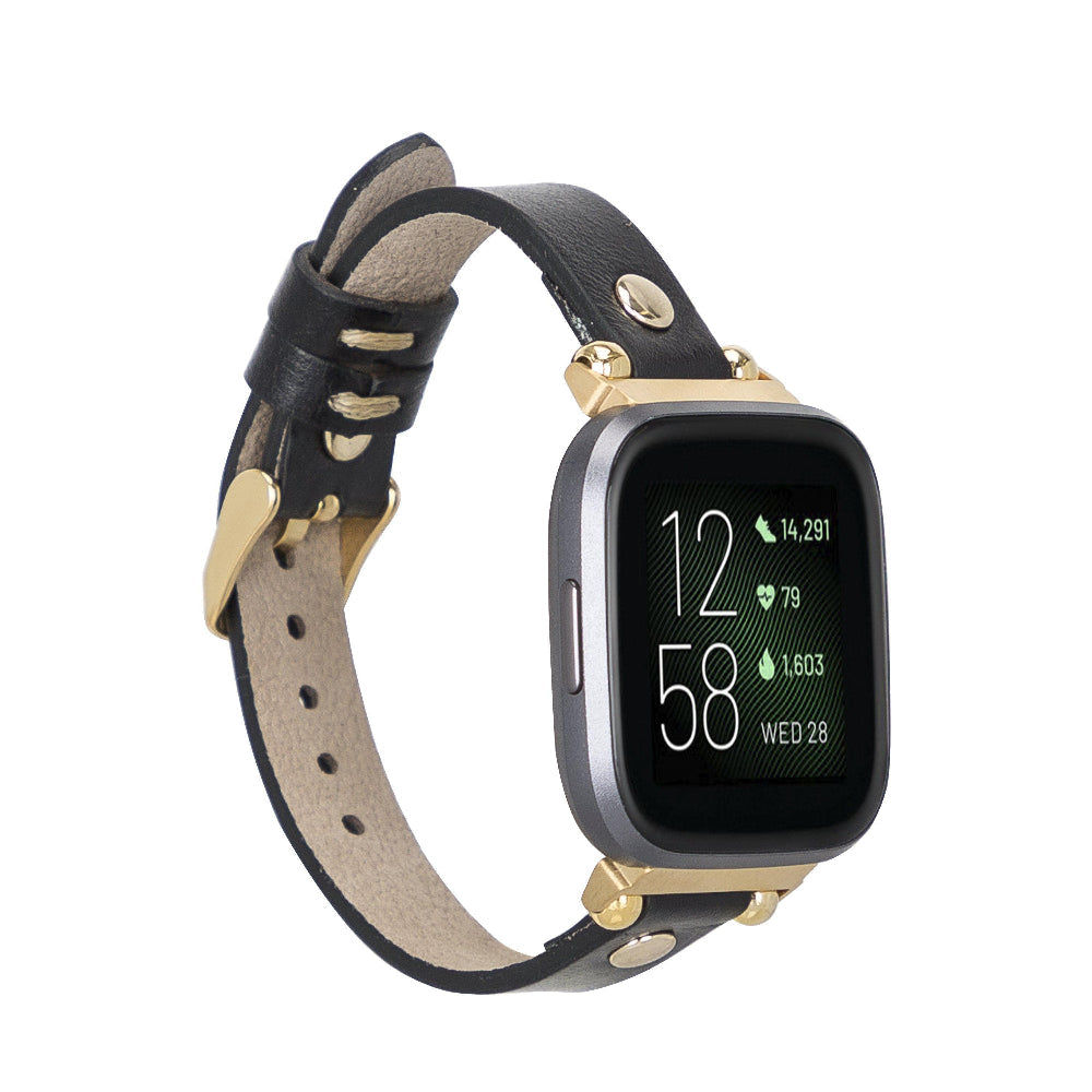 Ferro Leather Fitbit Watch Band with Gold Trok