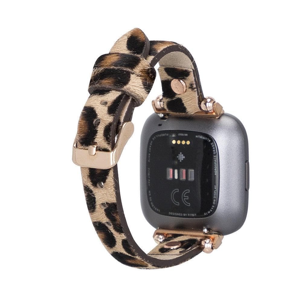Ferro Fitbit Genuine Leather Watch Band with Rose Gold Trok
