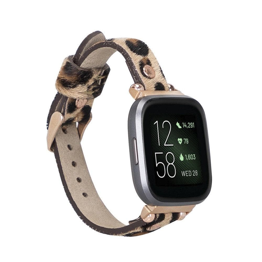 Ferro Fitbit Genuine Leather Watch Band with Rose Gold Trok