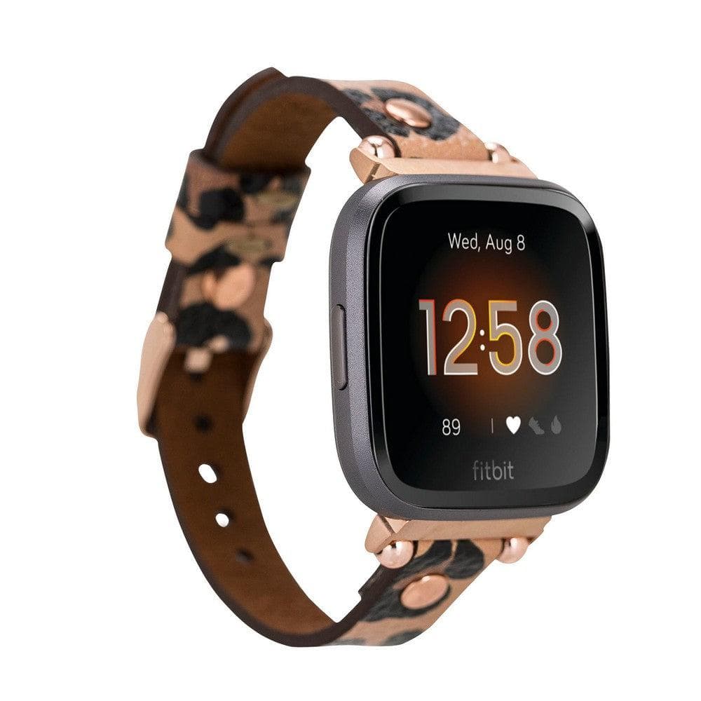 Ferro Fitbit Genuine Leather Watch Band with Rose Gold Trok