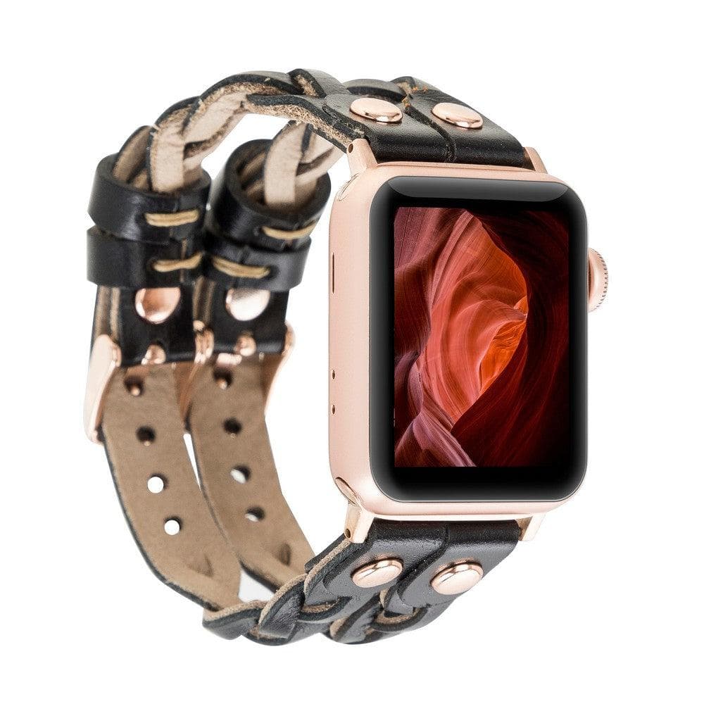 York genuine leather Apple Watch band with premium buckle and elegant finish