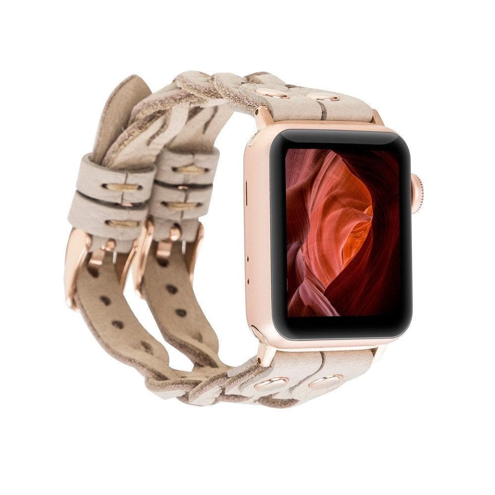 York genuine leather Apple Watch band with premium buckle and elegant finish
