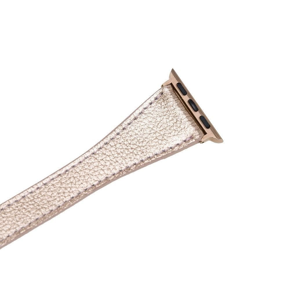 Bracelet double tour en cuir fin Quantum pour Apple Watch
