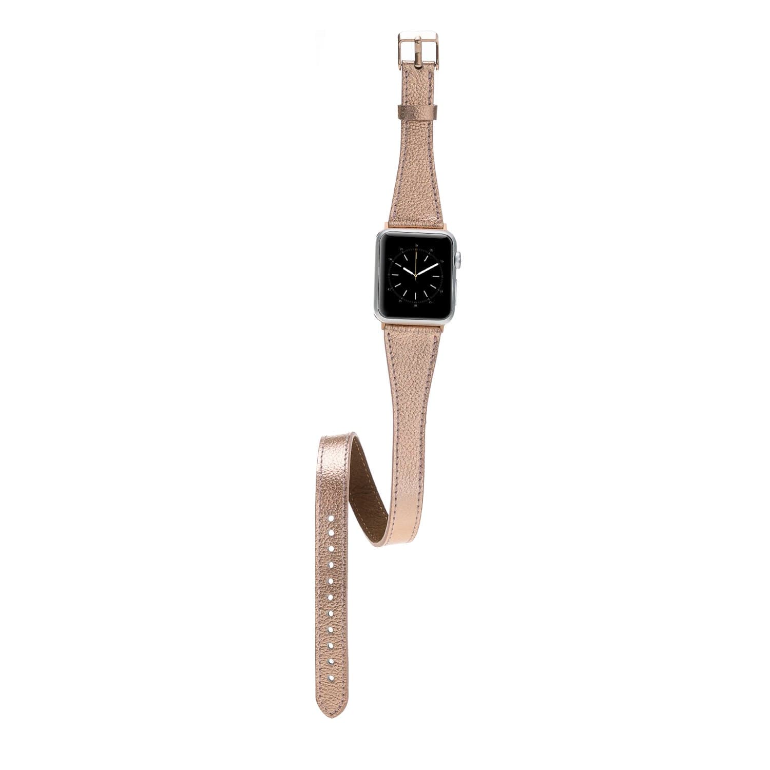 Bracelet double tour en cuir fin Quantum pour Apple Watch