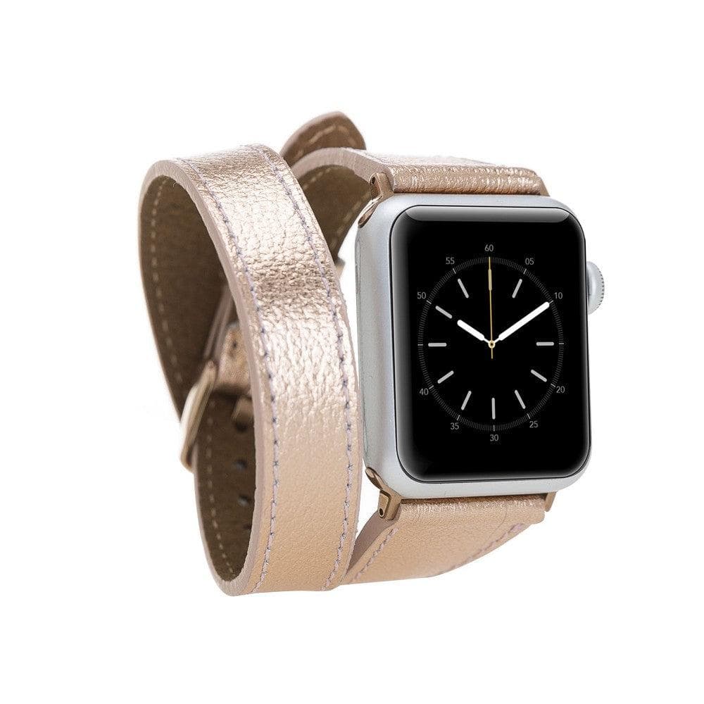 Bracelet double tour en cuir fin Quantum pour Apple Watch