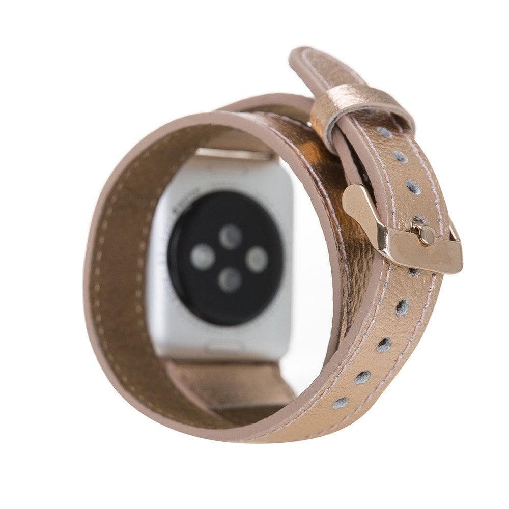 Bracelet double tour en cuir fin Quantum pour Apple Watch