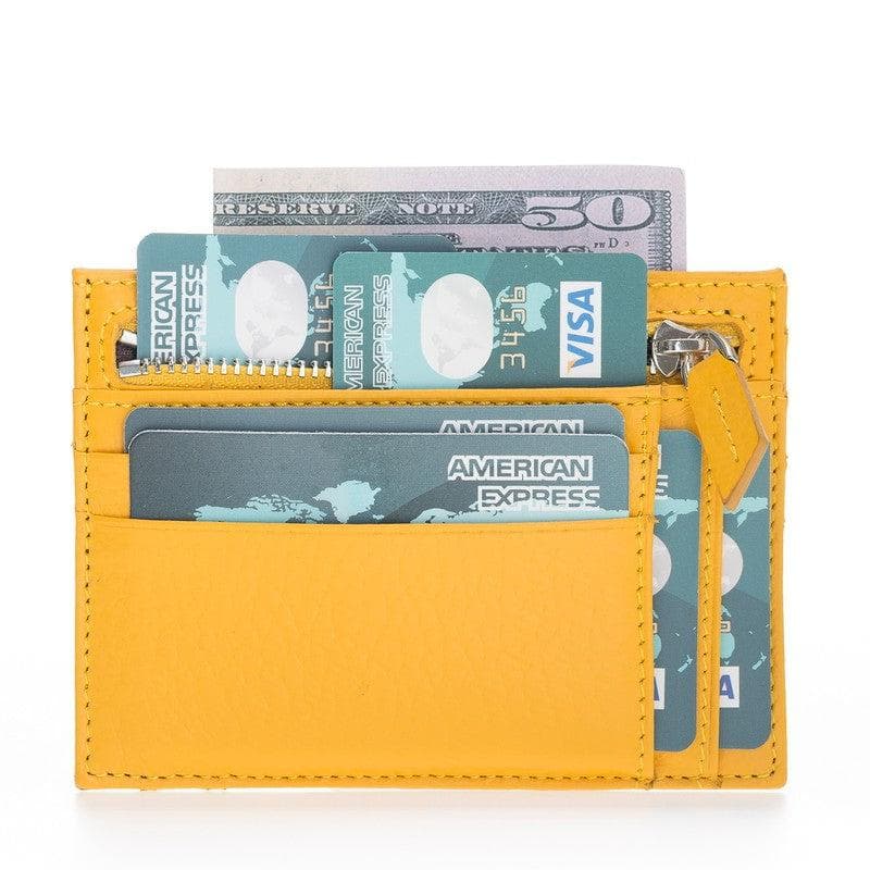 Porte-cartes zippé en cuir